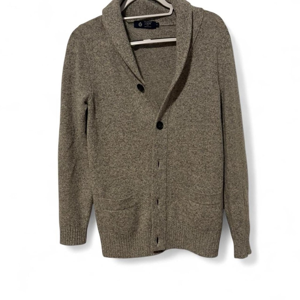 J Crew 100% lambs wool grey cardigan slight oversized fit small